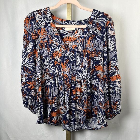 Maeve Anthropologie Cathy Blouse Jungle Print Monkey Bird Leaf Boho Peasant XS - Picture 1 of 8